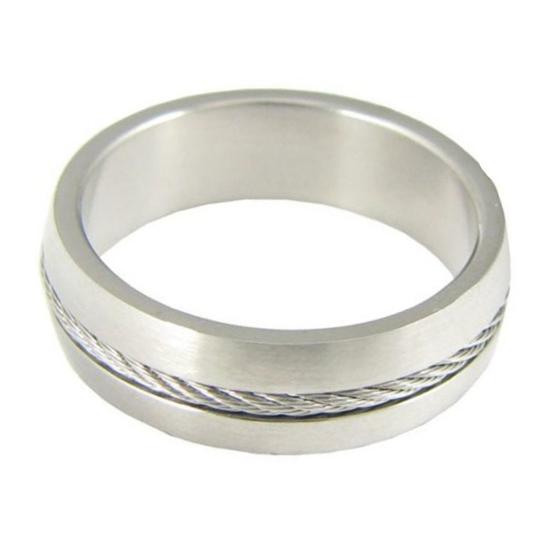 Bague anneau homme femme taille 66 motif corde câble en acier inoxydable