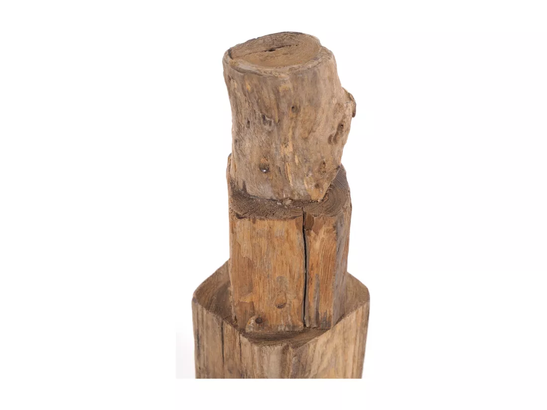 FIGURINE DÉCORATIVE Tour 4 Racine en bois massif sur plaque métallique, pièce unique nature-noir