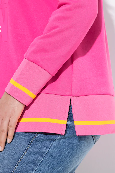 Sweatshirt, V-Ausschnitt, Langarm, pink
