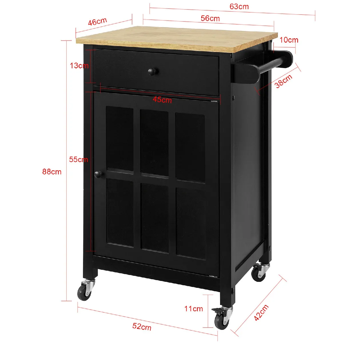 SoBuy FKW98-SCH Desserte de cuisine - Noir