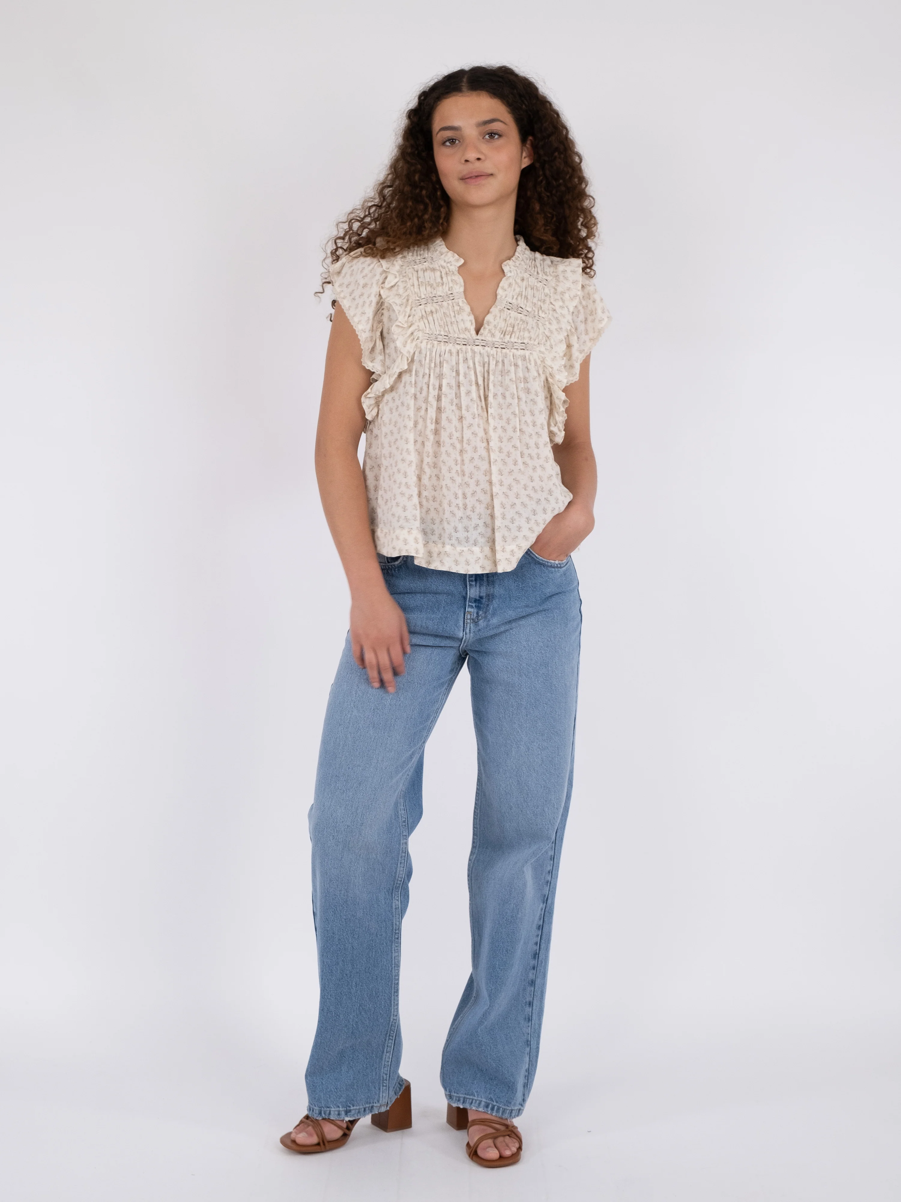 Neo Noir  Jayla Basic Blossom top - creme