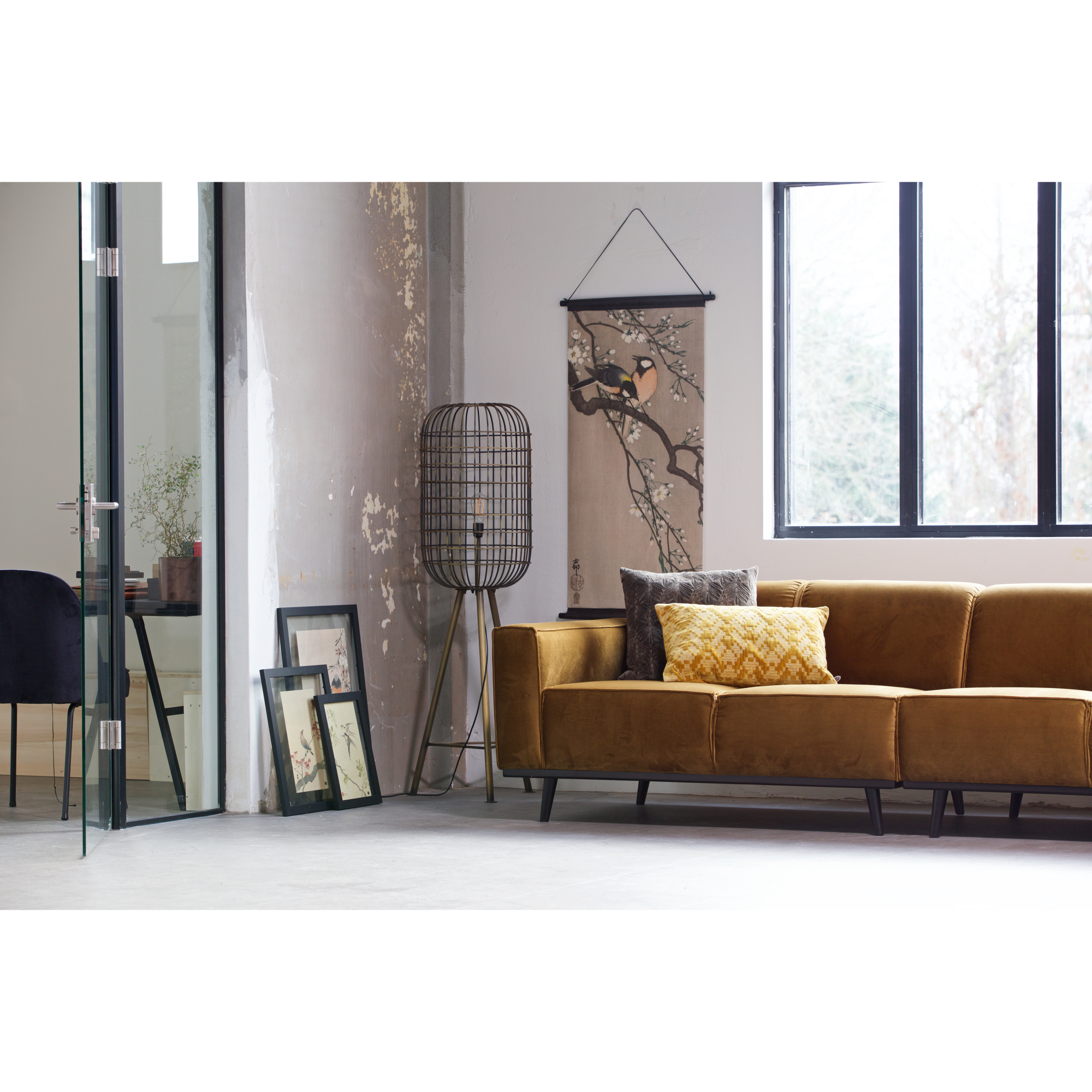 4-zits bank Statement Statement 4-zits Bank 280 cm - Platte Brede Rib - Taupe