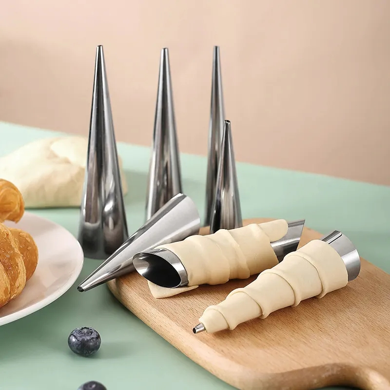 (5er Set) Edelstahl Waffelhörnchen Cornet Form Cannoli Waffelkegel Dessert Horn Schillerlocken Gebäck Kegel zum Backen