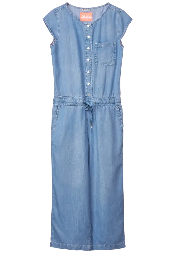 Loose Fit Jumpsuit in Lyocel - soft indigo bleach