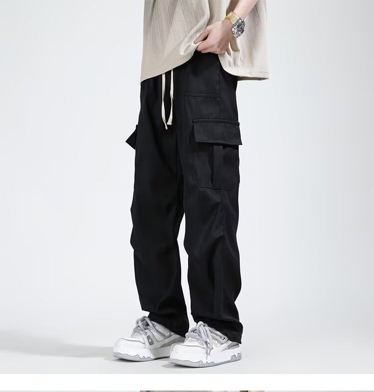 jaywoon - Mid Rise Plain Straight Leg Cargo Pants