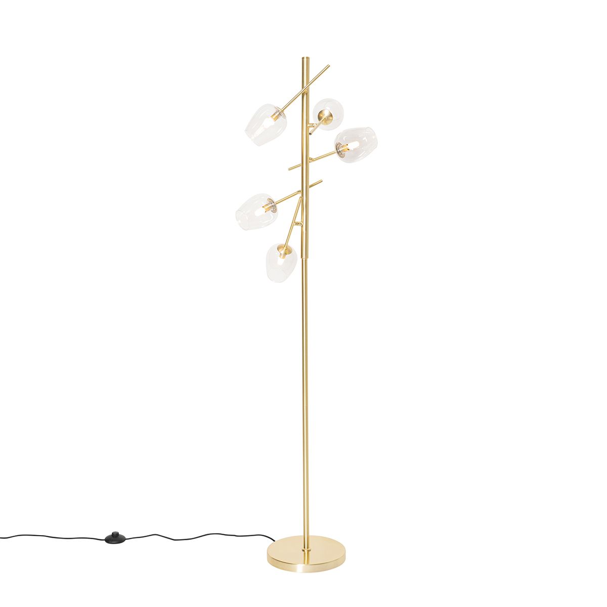 Klassieke vloerlamp goud met glas 5-lichts - Elien