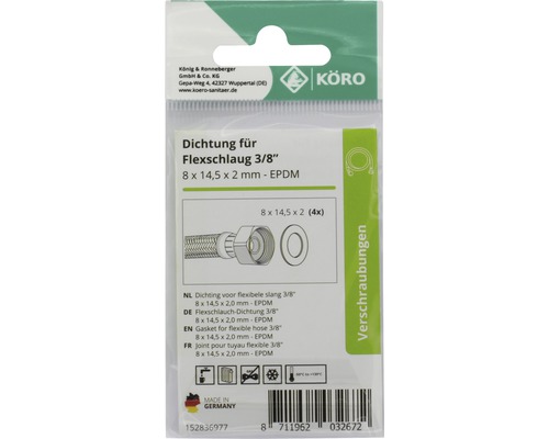 EPDM ring 8 x 14,5 x 2 mm 70 Sh.A voor slangkoppeling