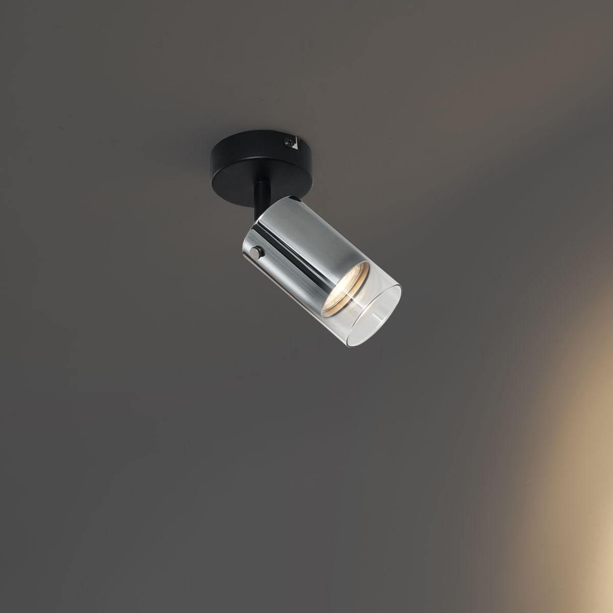 Moderne plafondspot gunmetal met glas draai- en verstelbaar - Drain