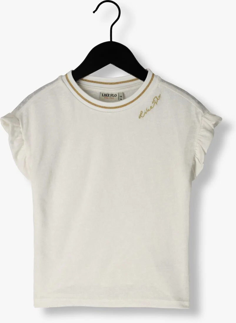LIKE FLO gebroken wit like flo t-shirt metallic jersey ruffle rib tee