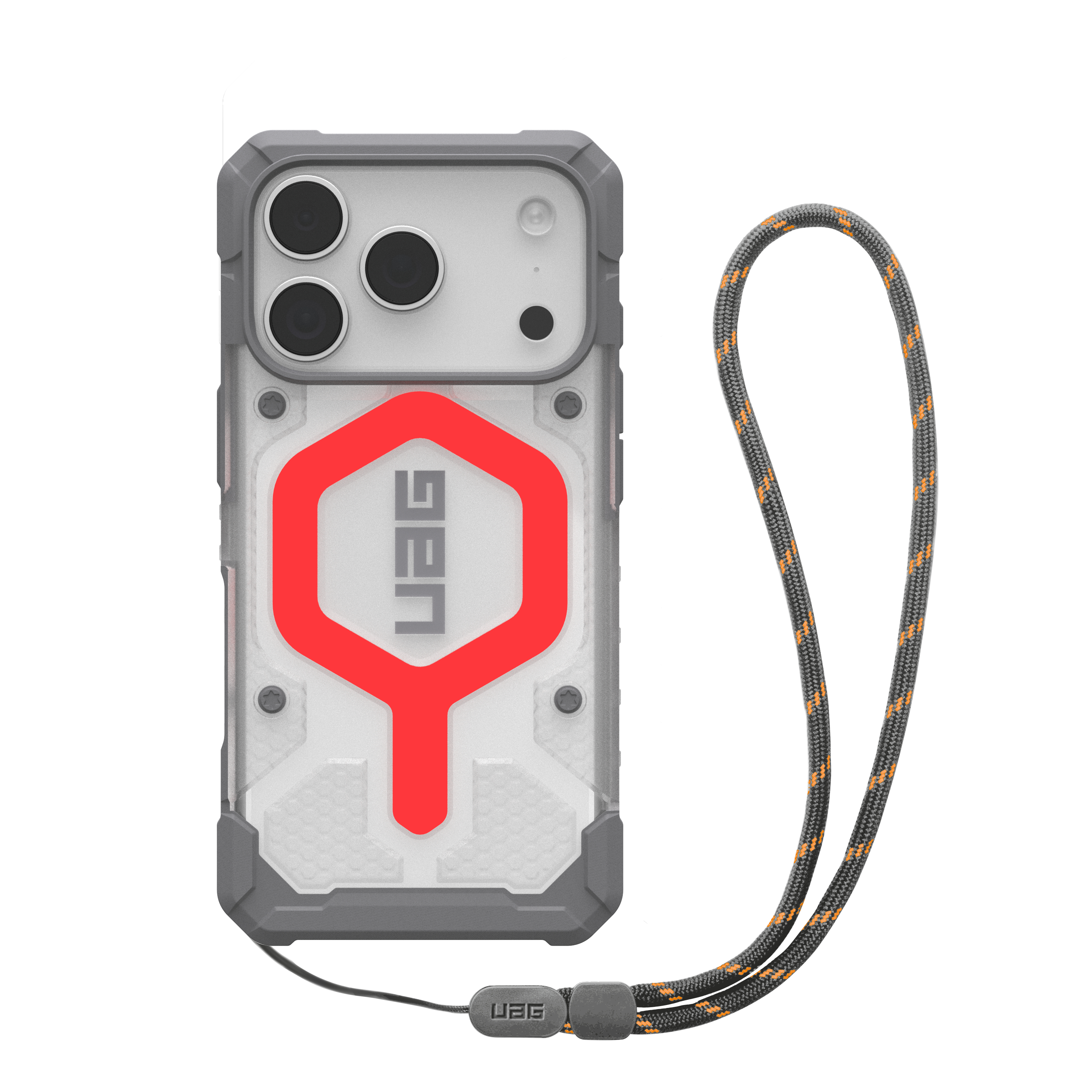 iPhone 17 Pro MagSafe Schutzhülle Pathfinder   Trageschlaufe (1145511BV02) - Active Lava (Transparent / Rot)