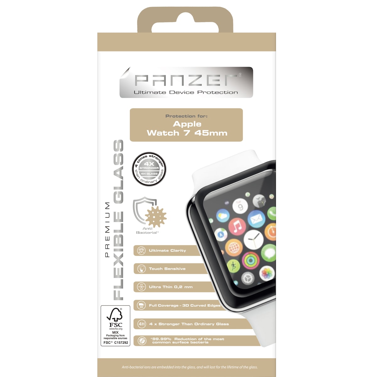 Panzer Apple Watch 7 45mm fleksibel skjermbeskytter i glass