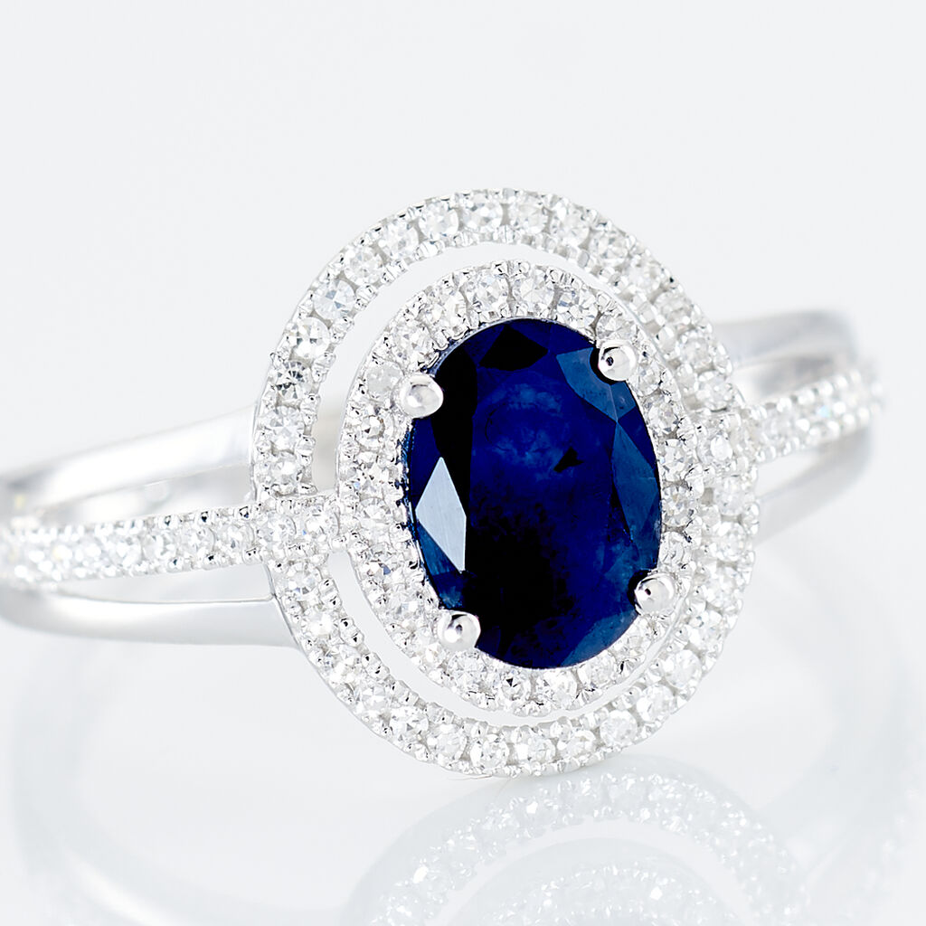 Bague Justine Or Blanc Saphir Et Diamant