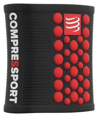 Paire de bandeaux poignet Compressport Sweatbands 3D.Dots Noir/Rouge