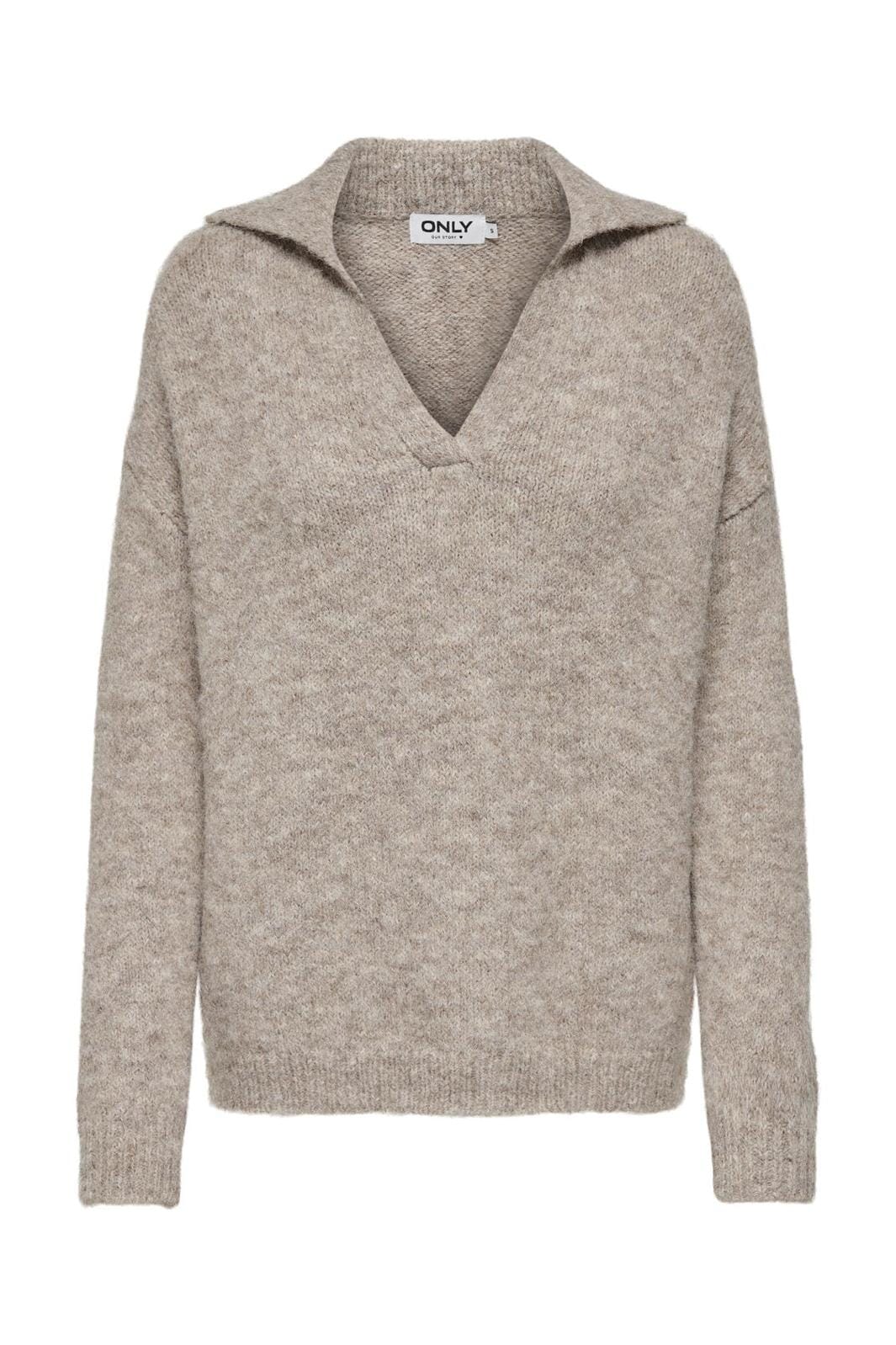 Only Onlmaggie Life Ls Split Neck Cc Knt 4506175 malt ball melange