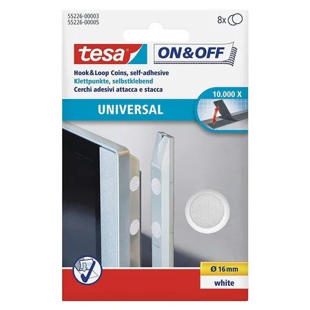 tesa Universal On&Off 8 Klettpunkte 16mm Durchmesser, weiß