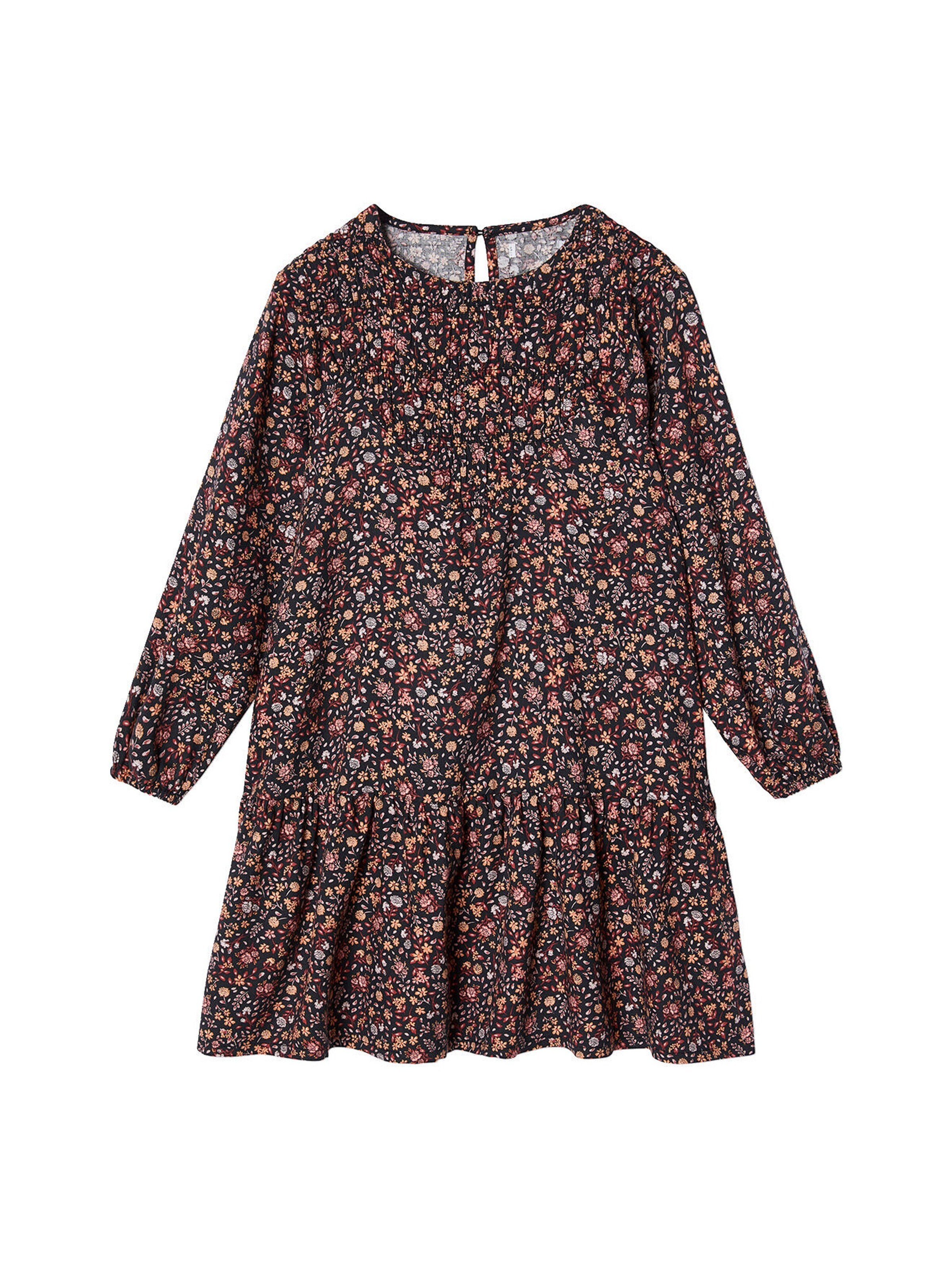 Vertbaudet Mädchen Volantkleid mit Blumen rosa bedruckt