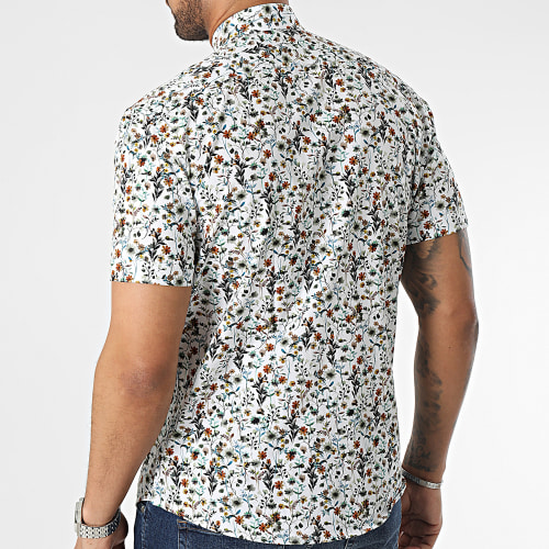 Chemise Manches Courtes Blanc Floral