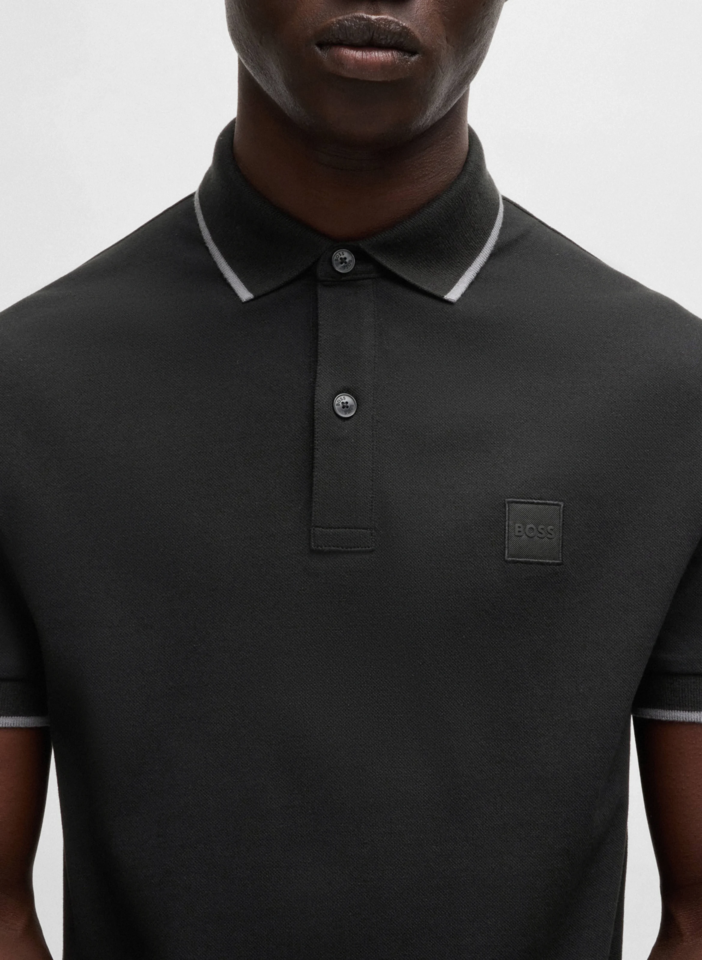 Polo slim-fit en coton stretch | Noir