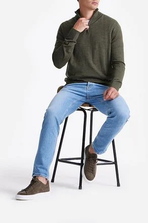 King Essentials The Michael Half Zip Pull Army Merino Groen KM111030003-G010T kopen