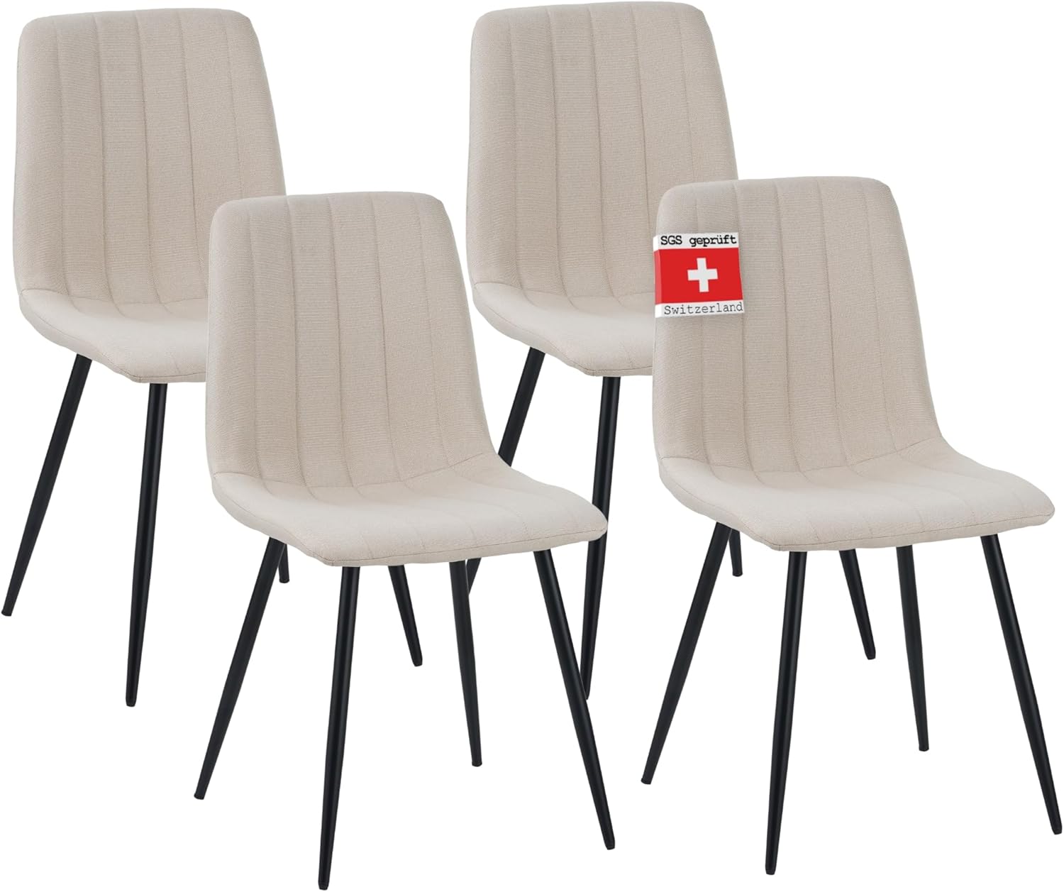 Albatros Esszimmerstuhl Garda mit Stoff Bezug, 4er Set Beige, stilvolles Vintage Design, belastbar mit 110Kg, Polsterstuhl - Moderner Küchenstuhl, Stuhl Esszimmer oder Esstisch Stuhl