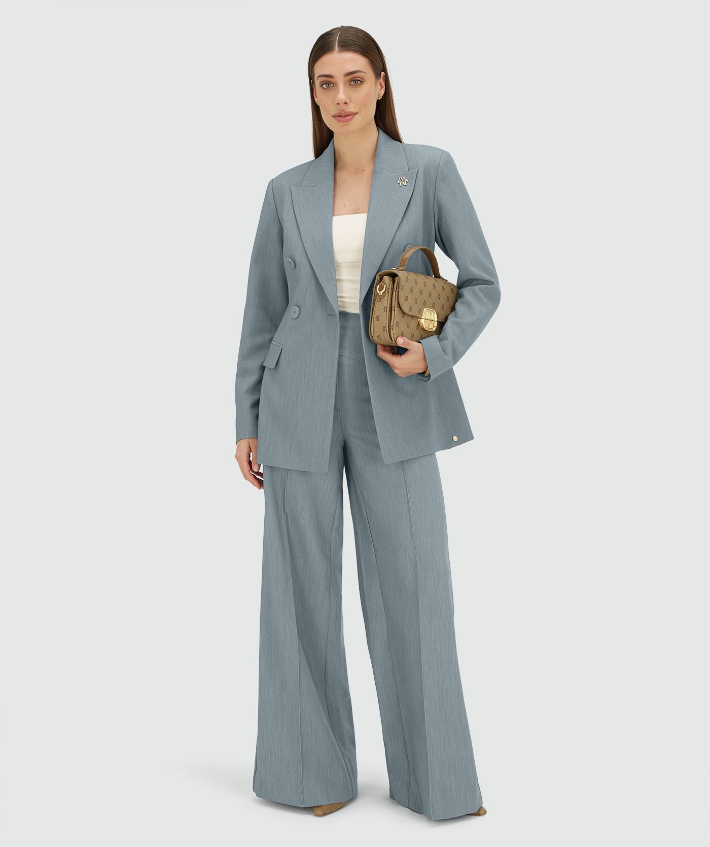 JV-KASSIDY fitted blazer - sky blue melange