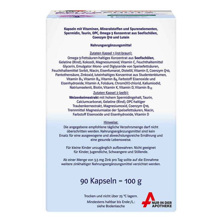 Doppelherz Zellschutz Plus Spermid. + Q10 + Taurin + OPC, 90 St