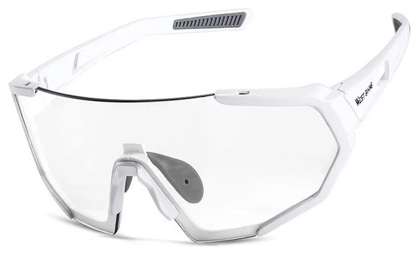 Lunettes de sport photochromiques anti-UV et coupe-vent - blanc