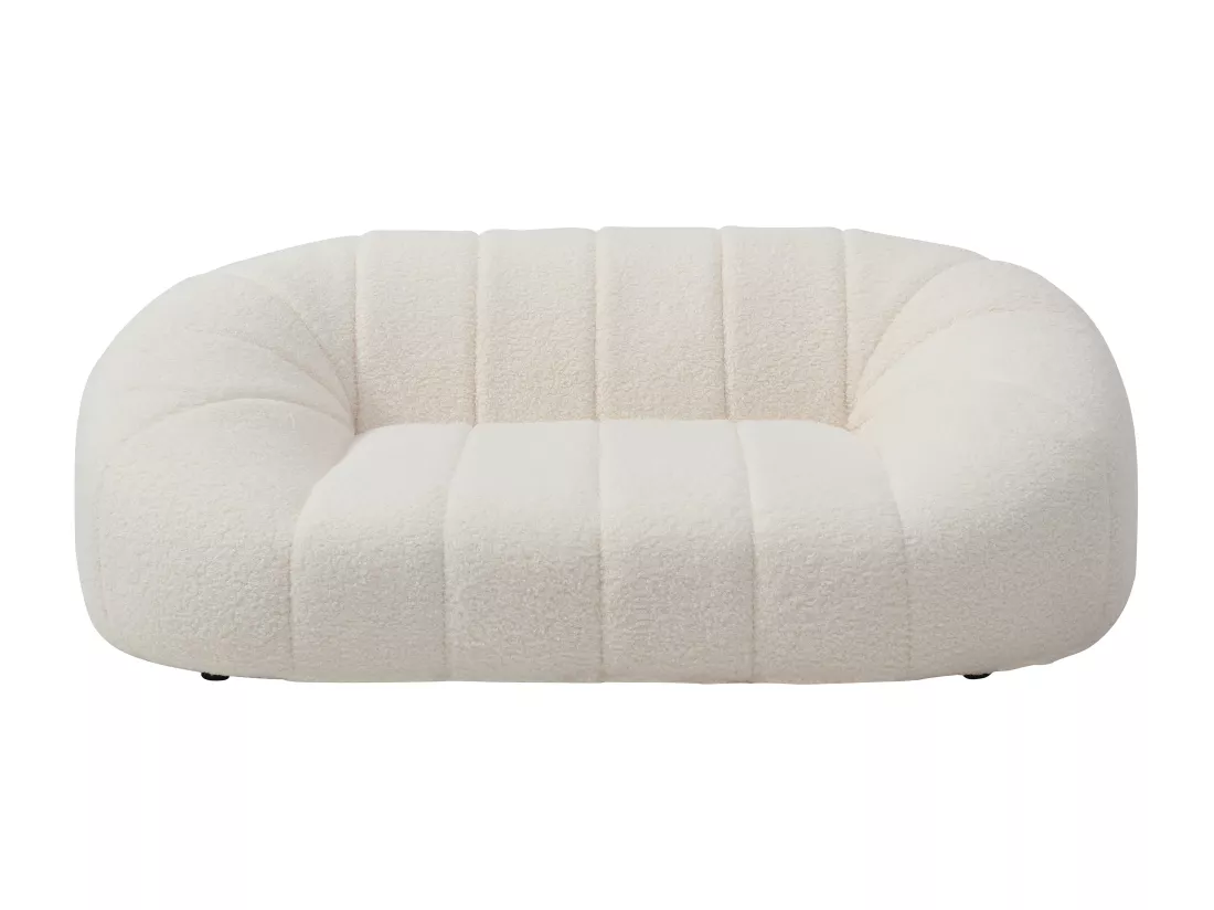 Canapé pour animaux en tissu bouclette - Blanc crème - L. 98 x P. 62 x H. 33 cm - PARUIMA