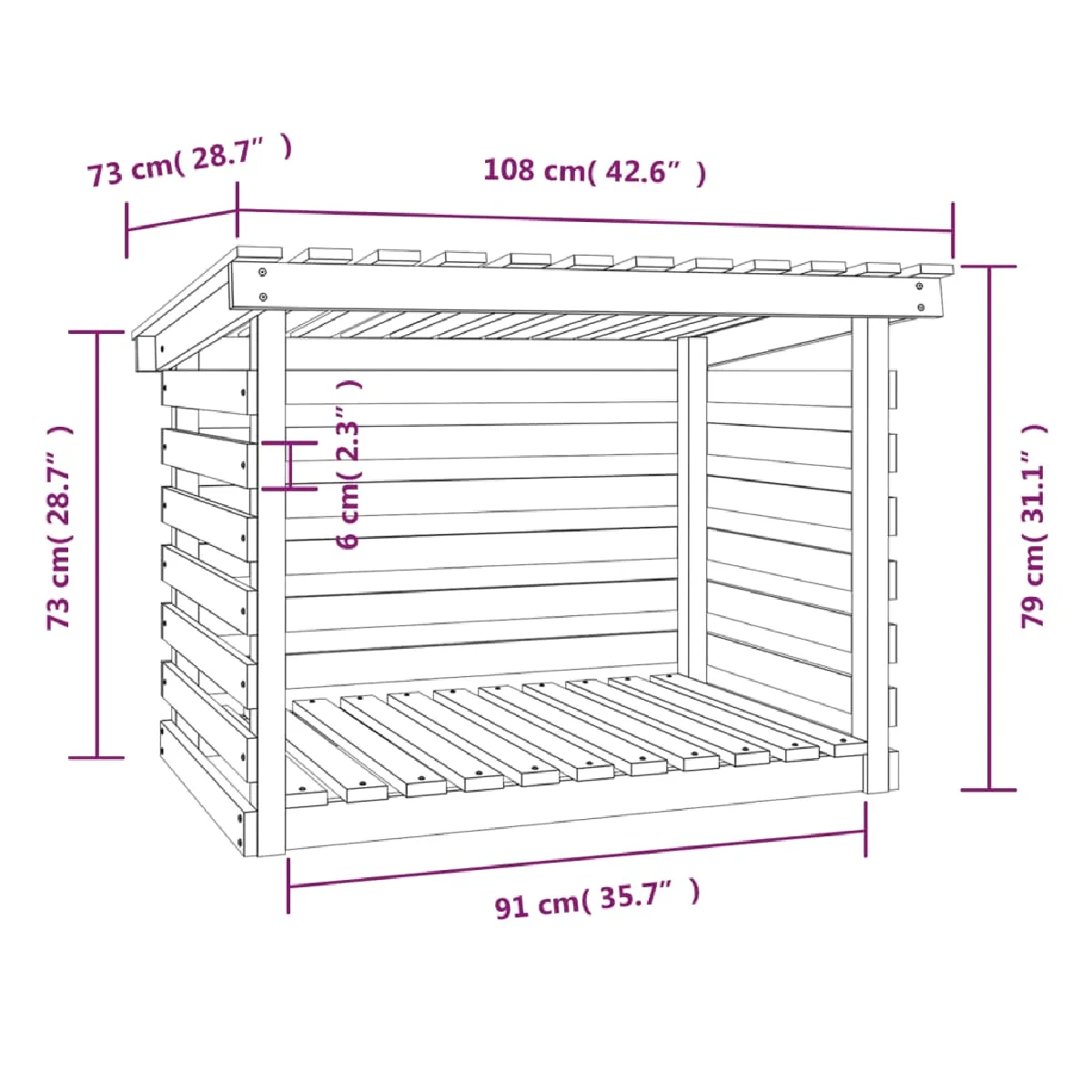 vidaXL Support pour bois de chauffage Pin Noir