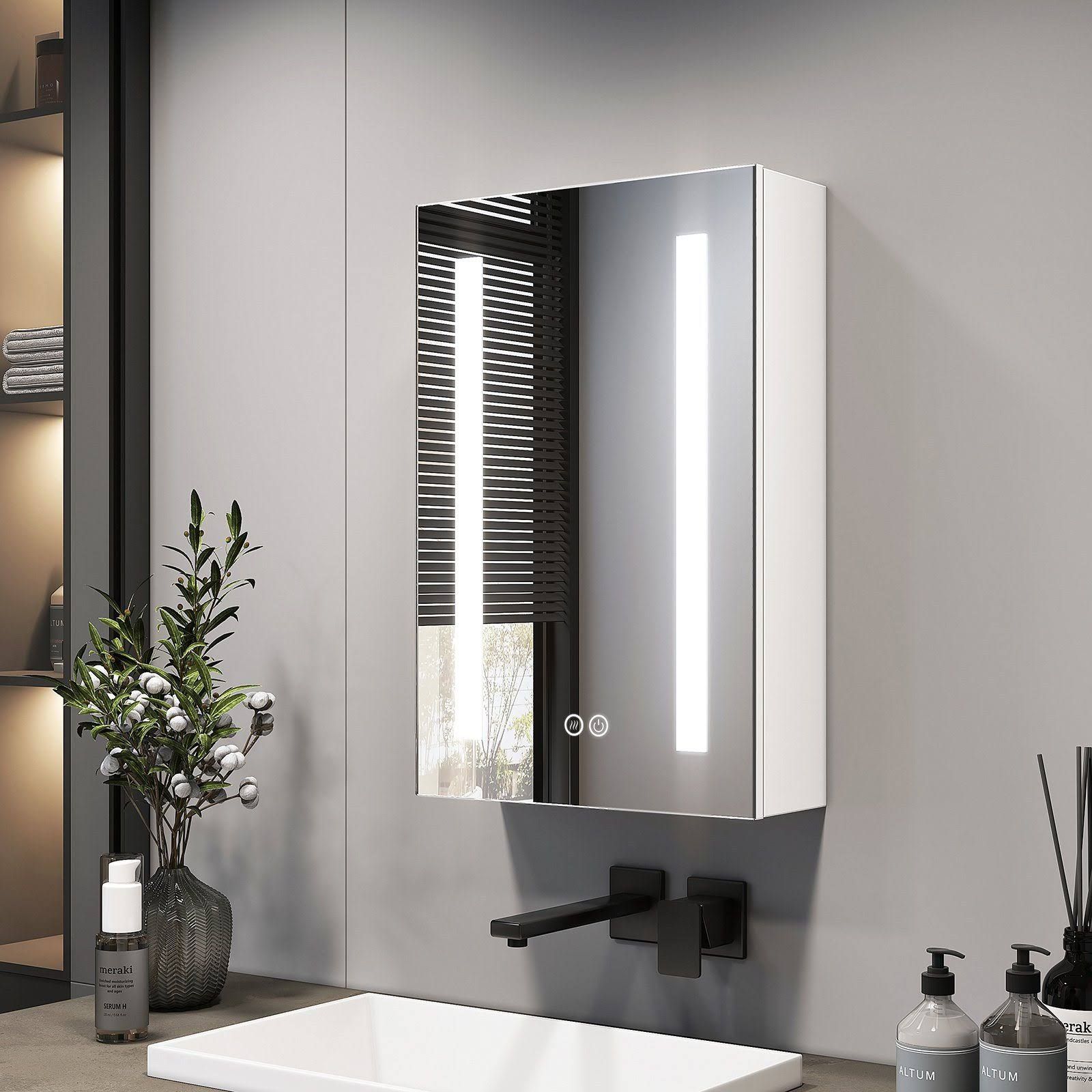 EMKE Badspiegel Spiegelschrank Bad mit LED Beleuchtung beschlagfrei Lichtspigel