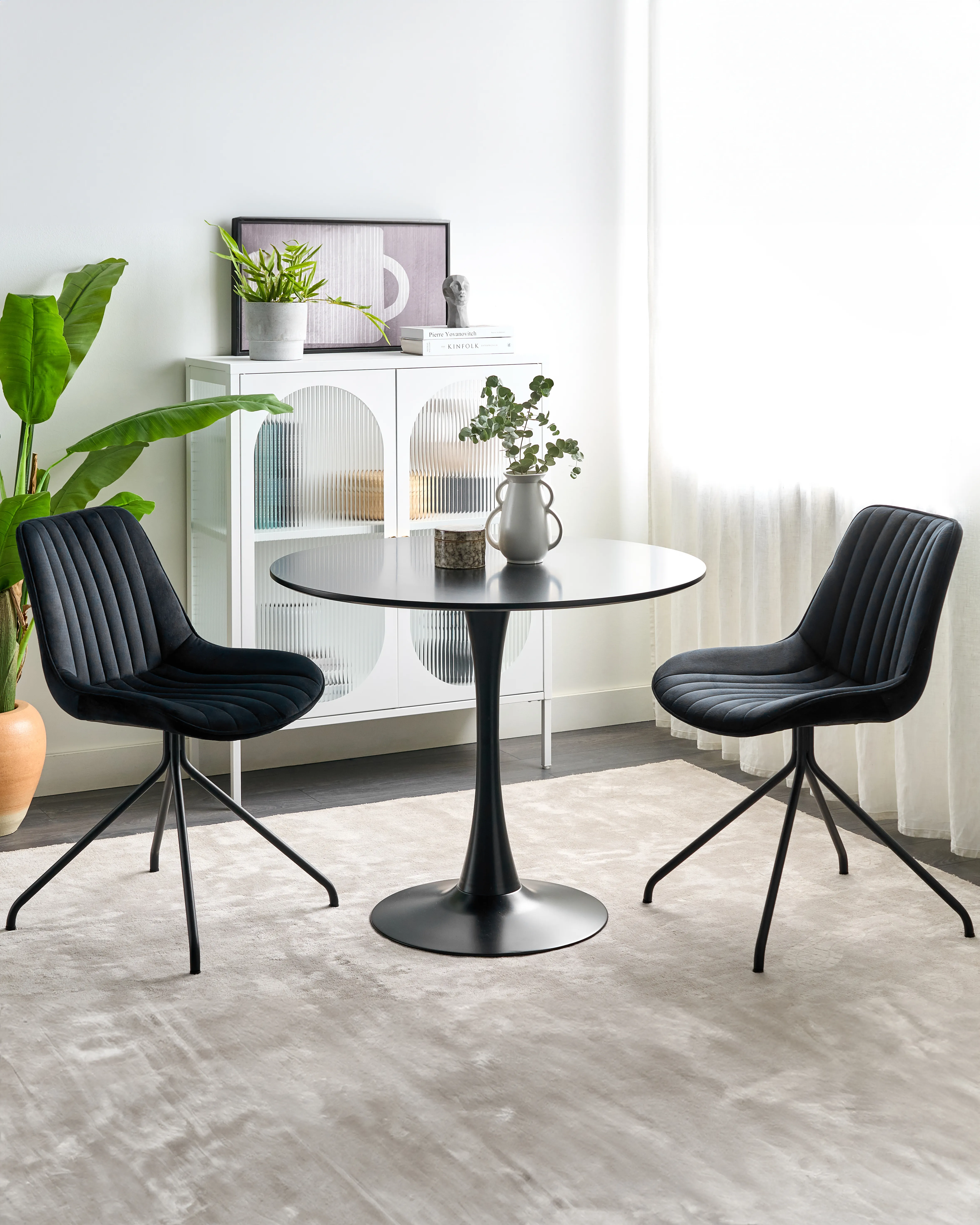 Set van 2 eetkamerstoelen NAVASOTA Fluweel Zwart
