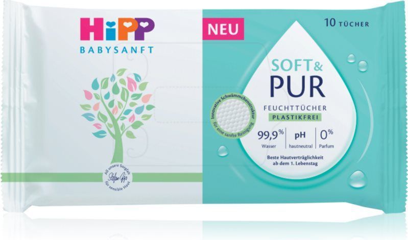 Hipp - Soft & Pur - Vochtige Doekjes - Ongeparfumeerd - 10 st