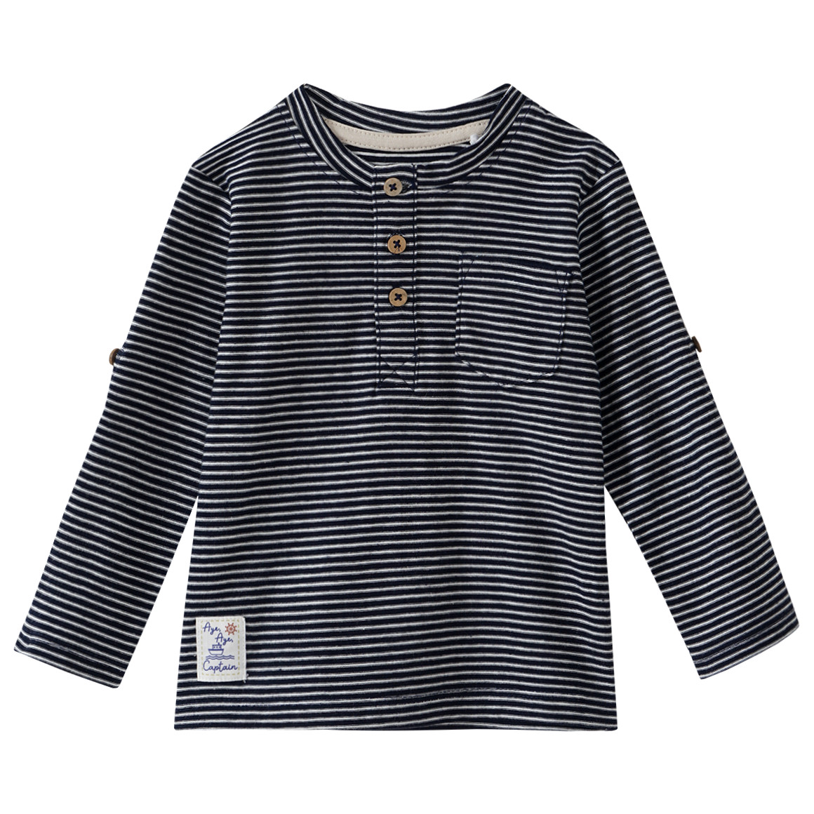 Topomini Baby Langarmshirt mit Streifen dunkelblau / weiss