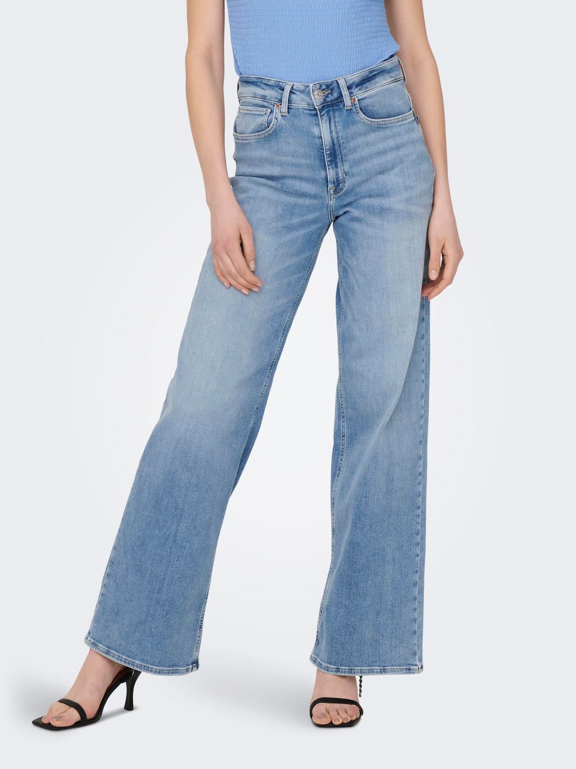 ONLMADISON Hohe Taille Weiter Beinschnitt Jeans Light Blue Denim
