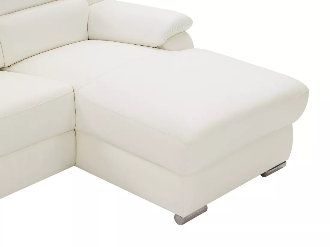 Canapé d'angle droit relax électrique en cuir blanc ARENA III