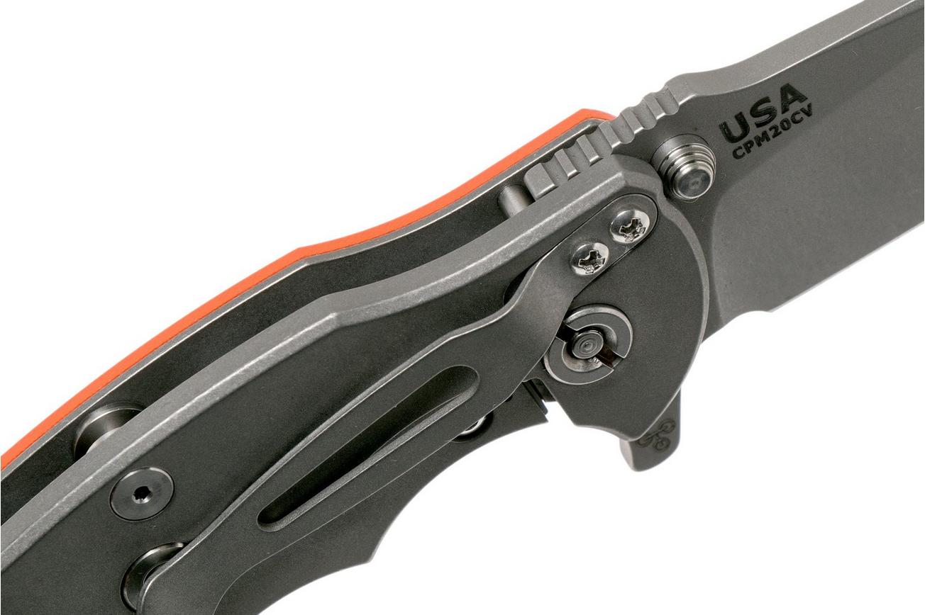 Rick Hinderer Jurassic Slicer Working Finish Orange G10 CPM 20CV zakmes