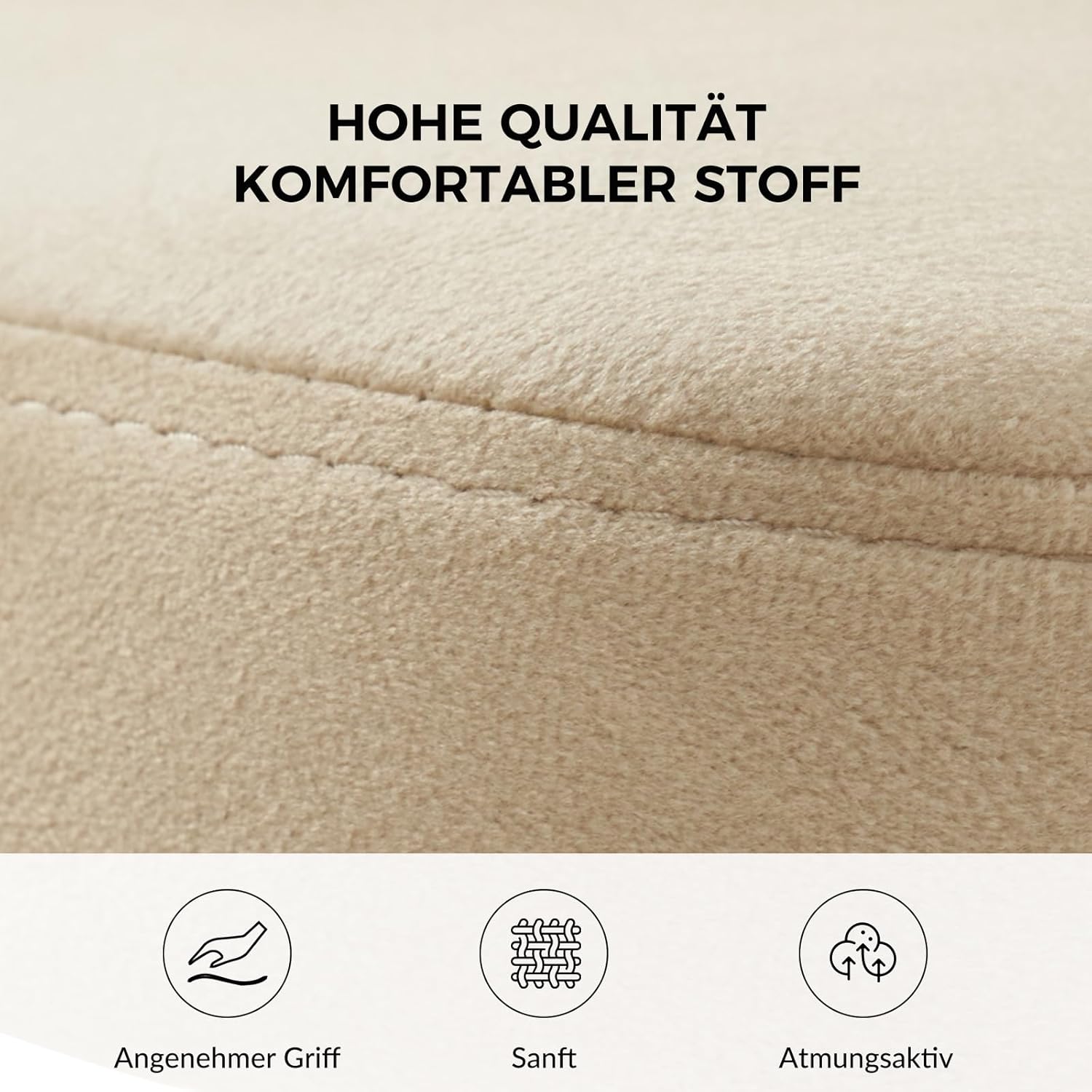 HULALA HOME 2er Set Esszimmerstühle, Schminktischstuhl, bequemer Kleiner Küchenstuhl mit Holzbeinen 46 cm Sitzhöhe für Wohnzimmer, Schlafzimmer und Esszimmer, Beige