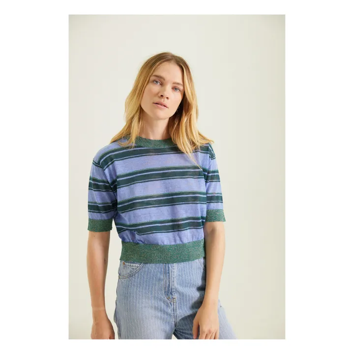 Tinsels Top Maille Adèle Lin | Bleu