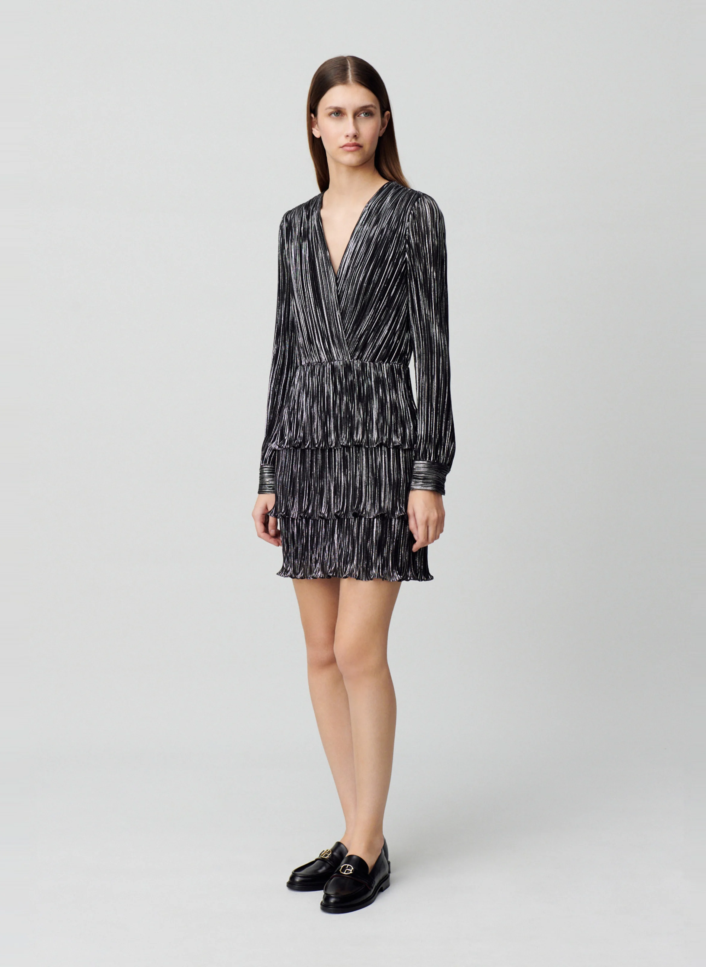 Robe courte col cache-cœur | Noir
