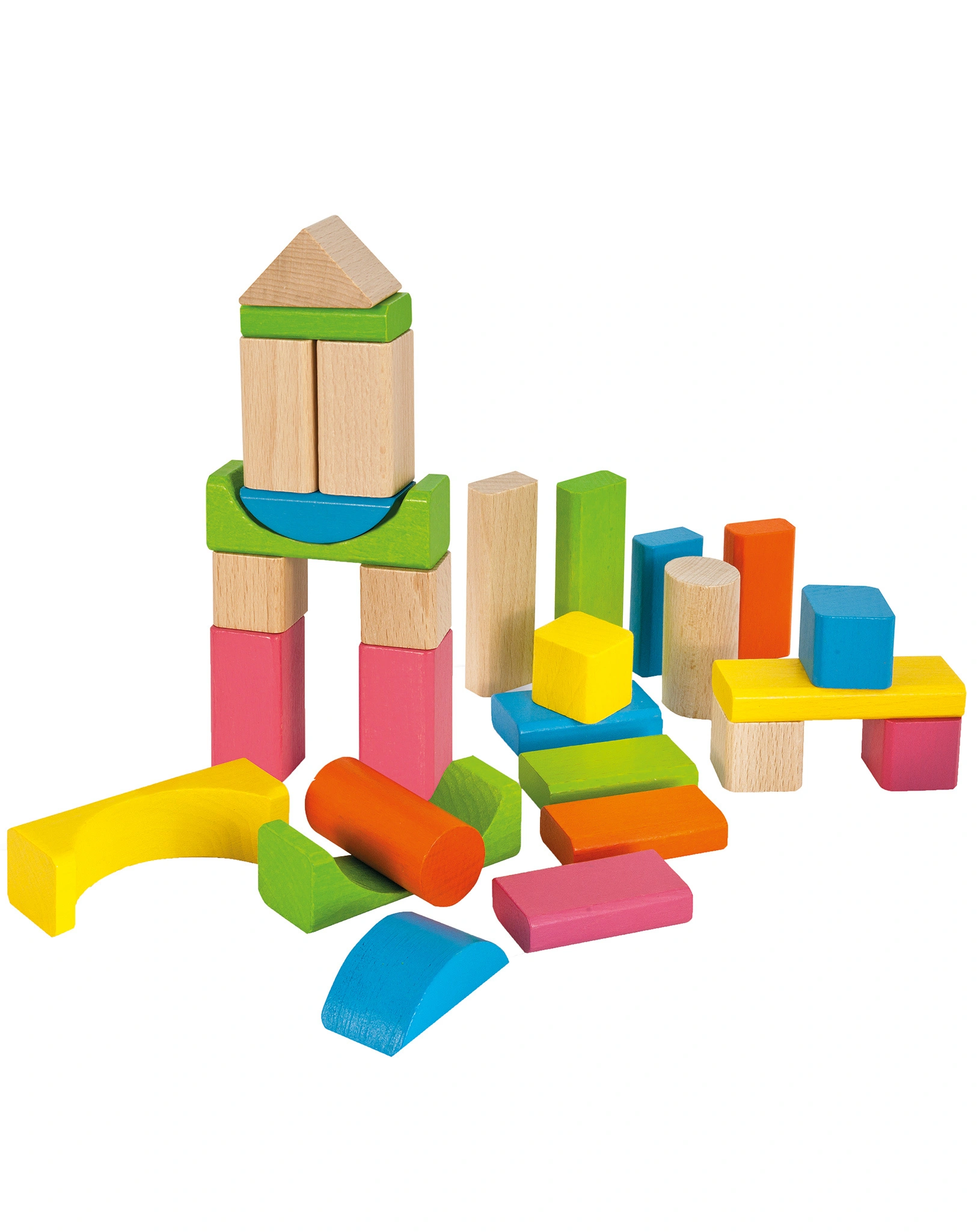 Holzbausteine NATUR UND BUNT 60-teilig