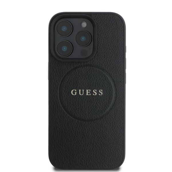 iPhone 16 Pro MagSafe Leder Hardcase Hülle Grained Ring (GUHMP16LPGHSMMK) - Schwarz