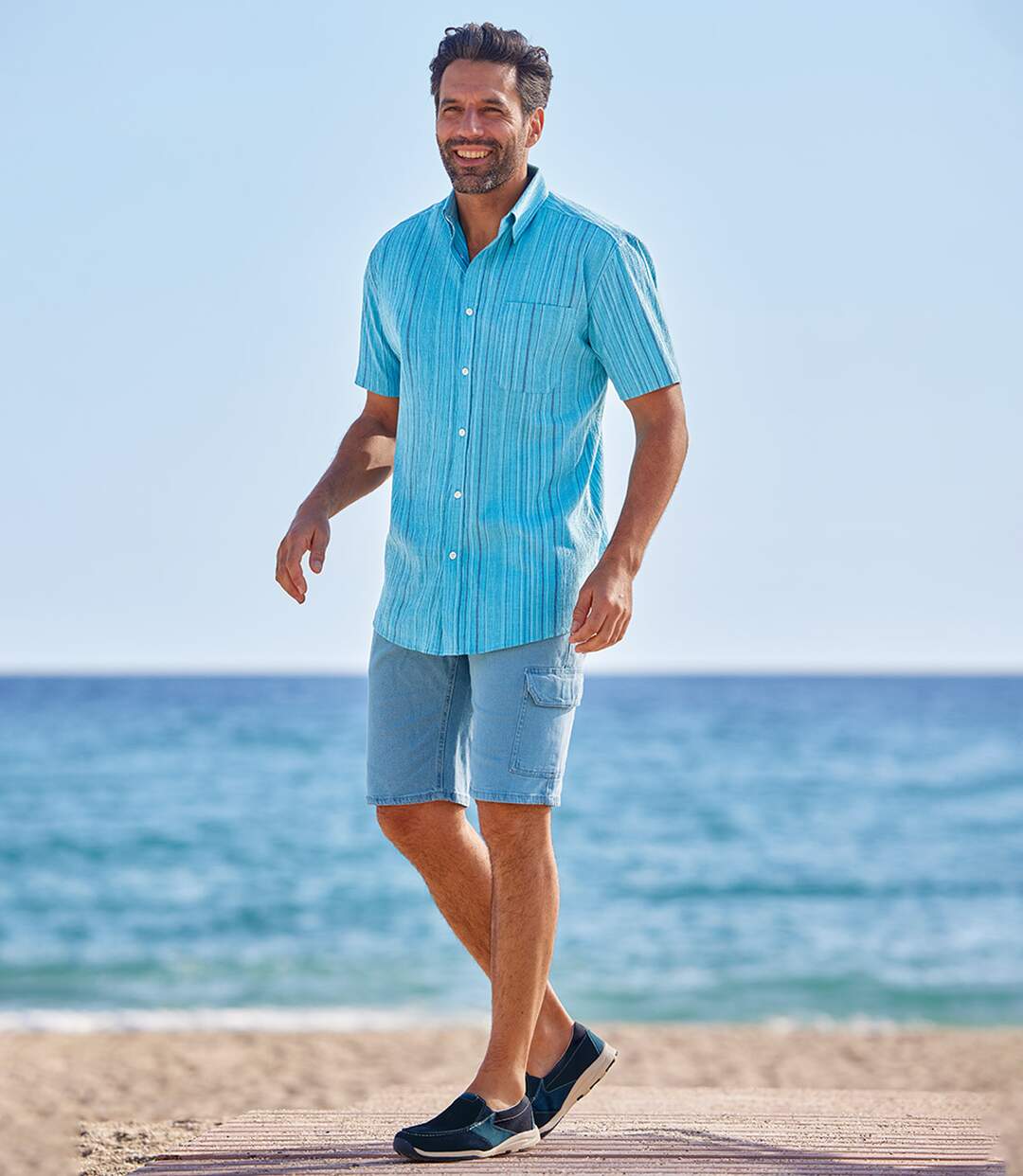 Bermuda Jeans Bleu Stretch