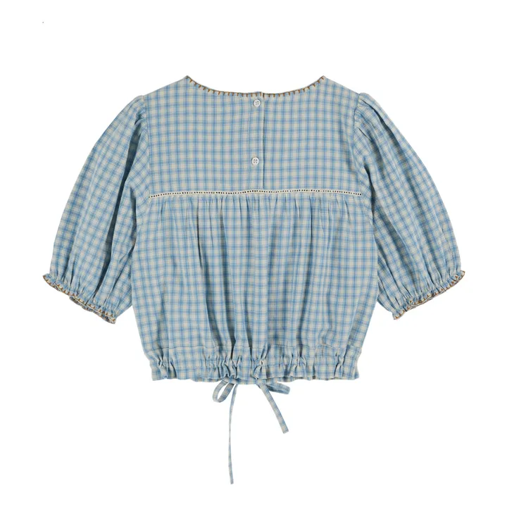 Emile et Ida Blouse Brodée Carreaux | Bleu