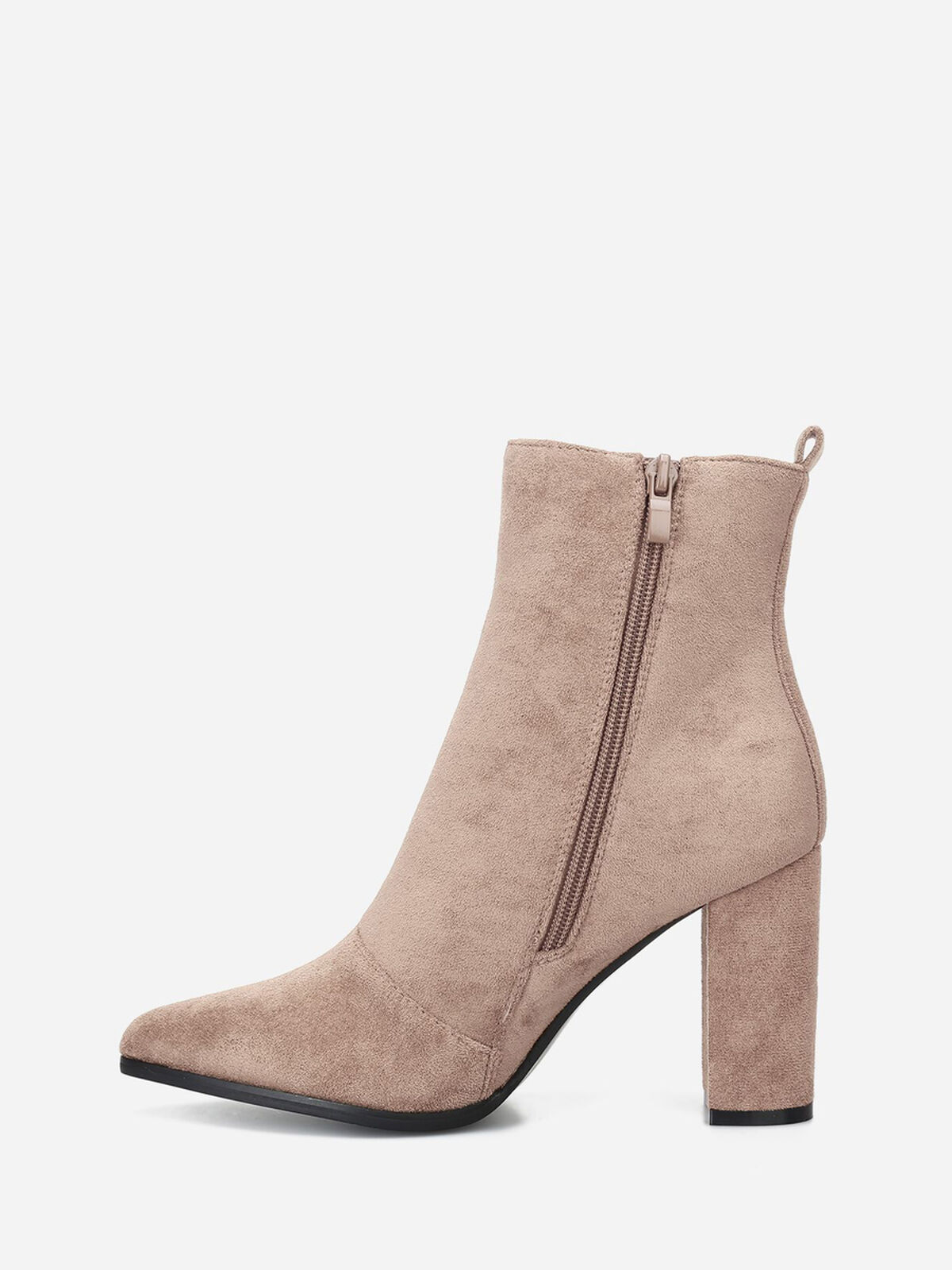 Bottines en suédine à bout pointu- Beige