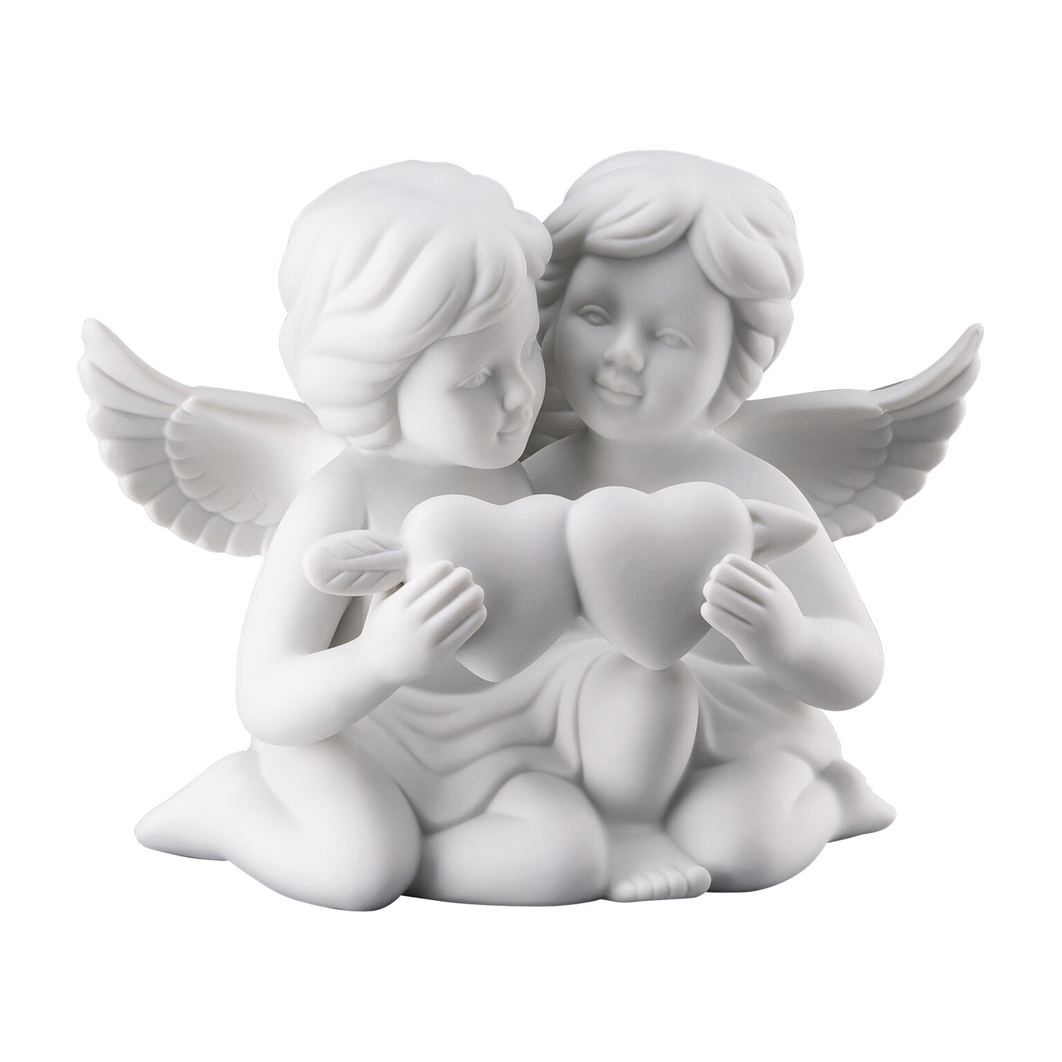Angels Weiss matt Engelpaar mit Herz