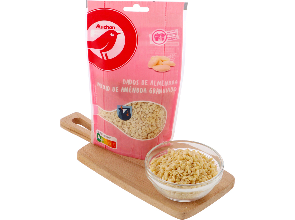 MIOLO DE AMÊNDOA SEM PELE AUCHAN GRANULADO 125G