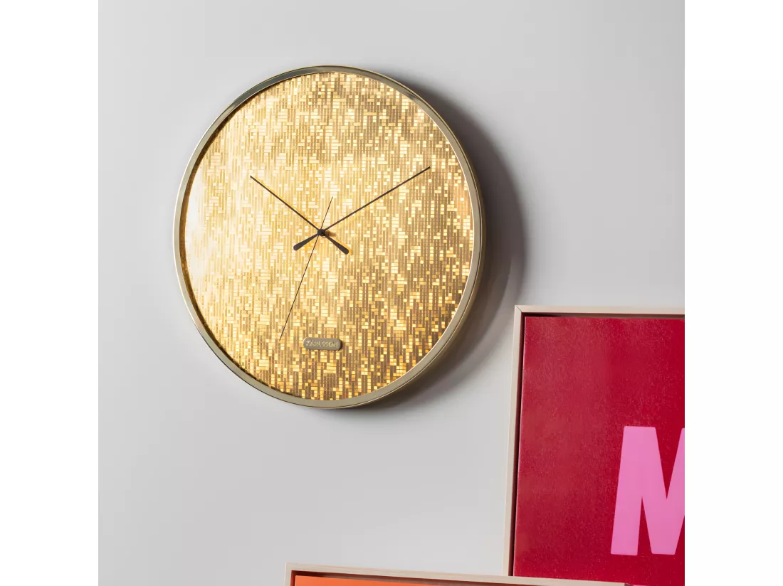 Horloge murale Disco D40cm Or Present Time