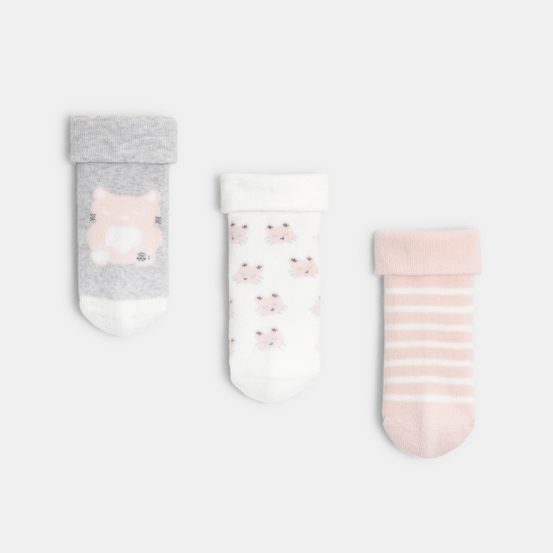 Chaussettes douces (lot de 3) roses naissance