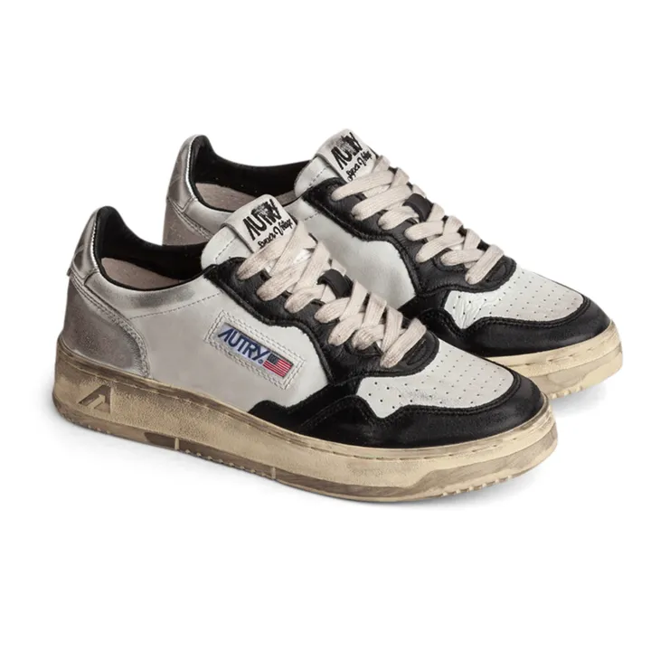 Autry Baskets Super Vintage Low Cuir Bicolore | Noir