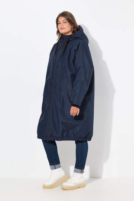 Funktionsjacke, oversized, Teddyfutter, Kapuze, 2-Wege-Zipper